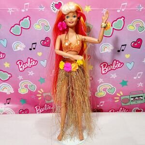 Hula Hair Barbie Doll in Grass Skirt Bikini 1996 Mattel #17047
